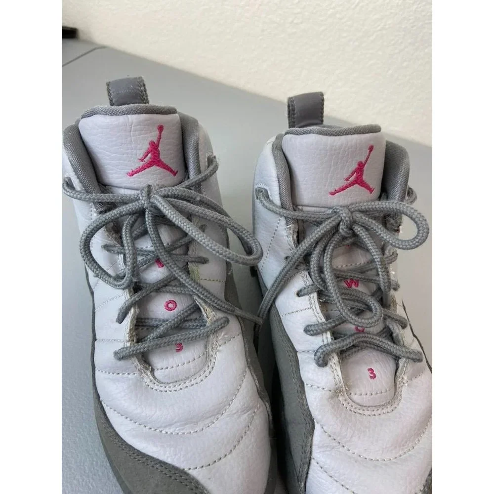 Air Jordan 12 retro PS‎ wolf grey vivid pink youth 13.5c high top sneaker